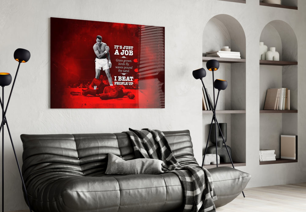 Boxing glass print bringing motivational edge to a creative loft