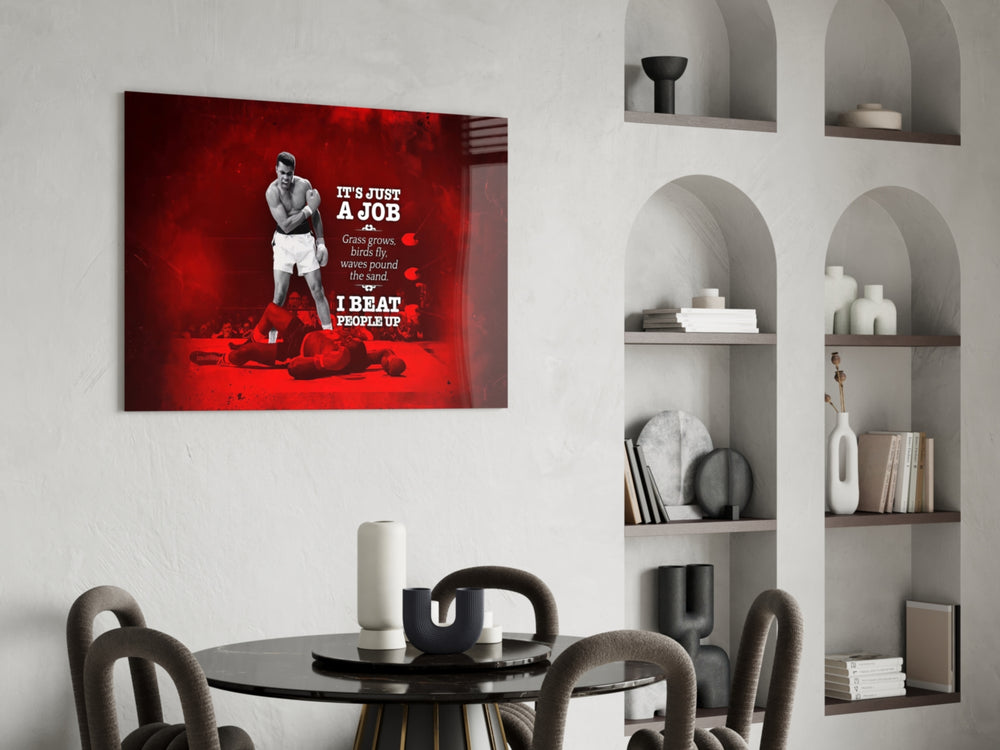 Boxing yatay panel against a moody dark-painted accent wall