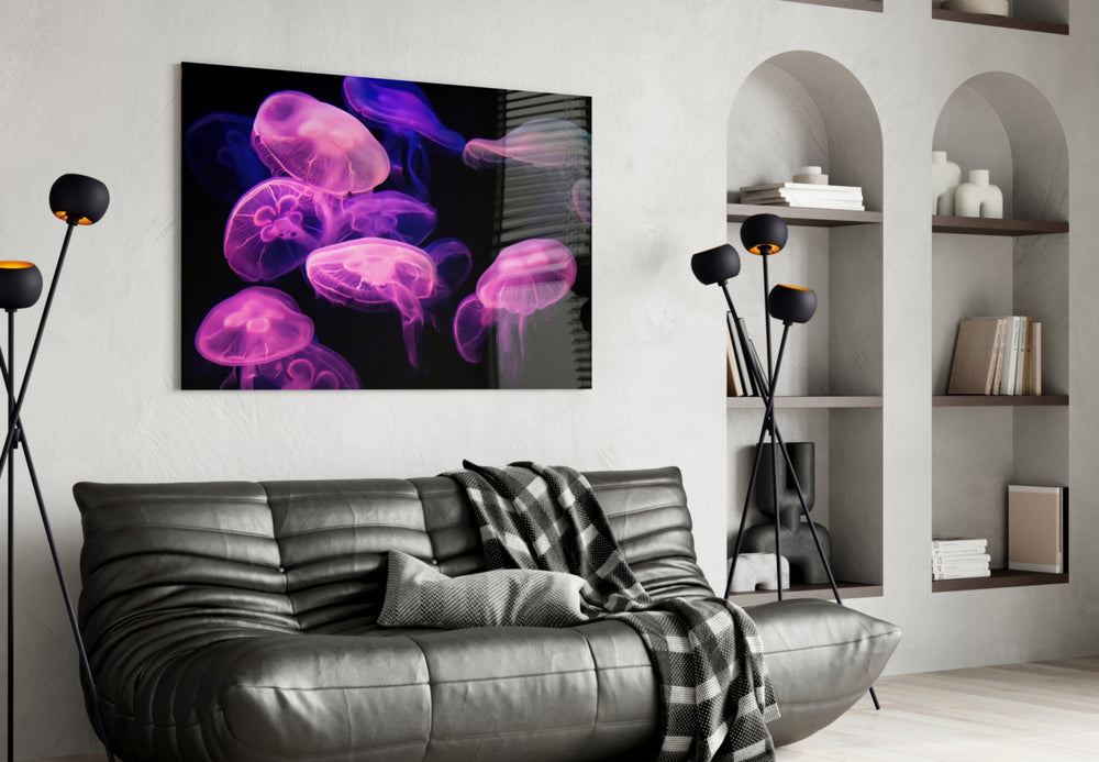 Wildlife glass print bringing ocean edge to a yoga studio