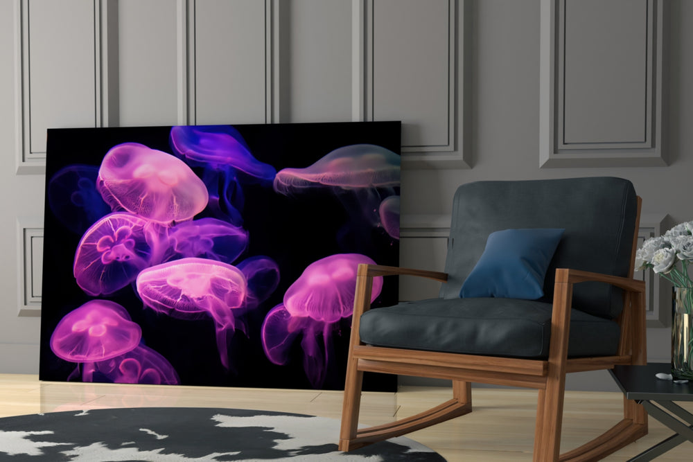 Cinematic artwork in a home spa interior