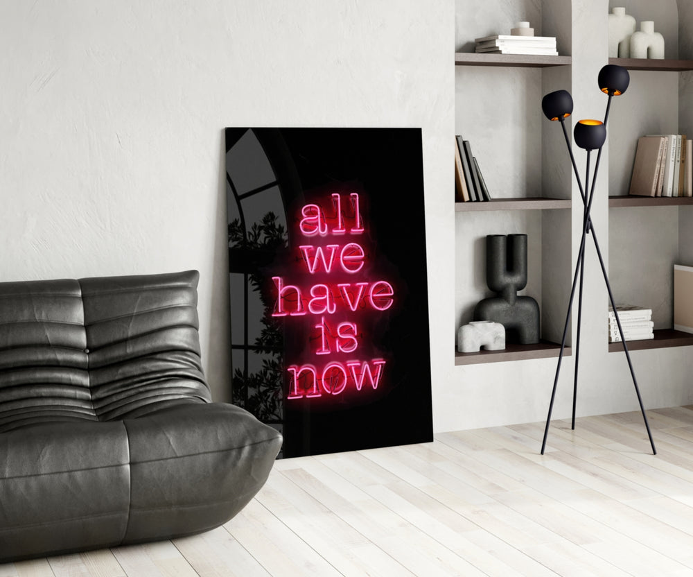 Neon glass print bringing motivational edge to a high-end bar