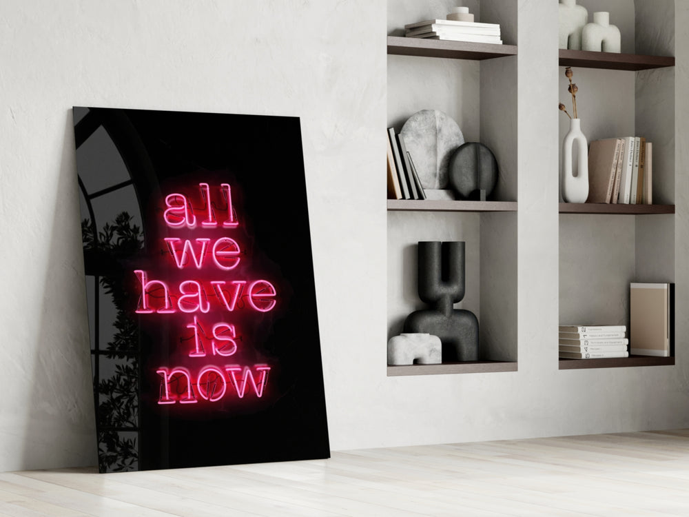 Neon panel against a moody dark-painted accent wall