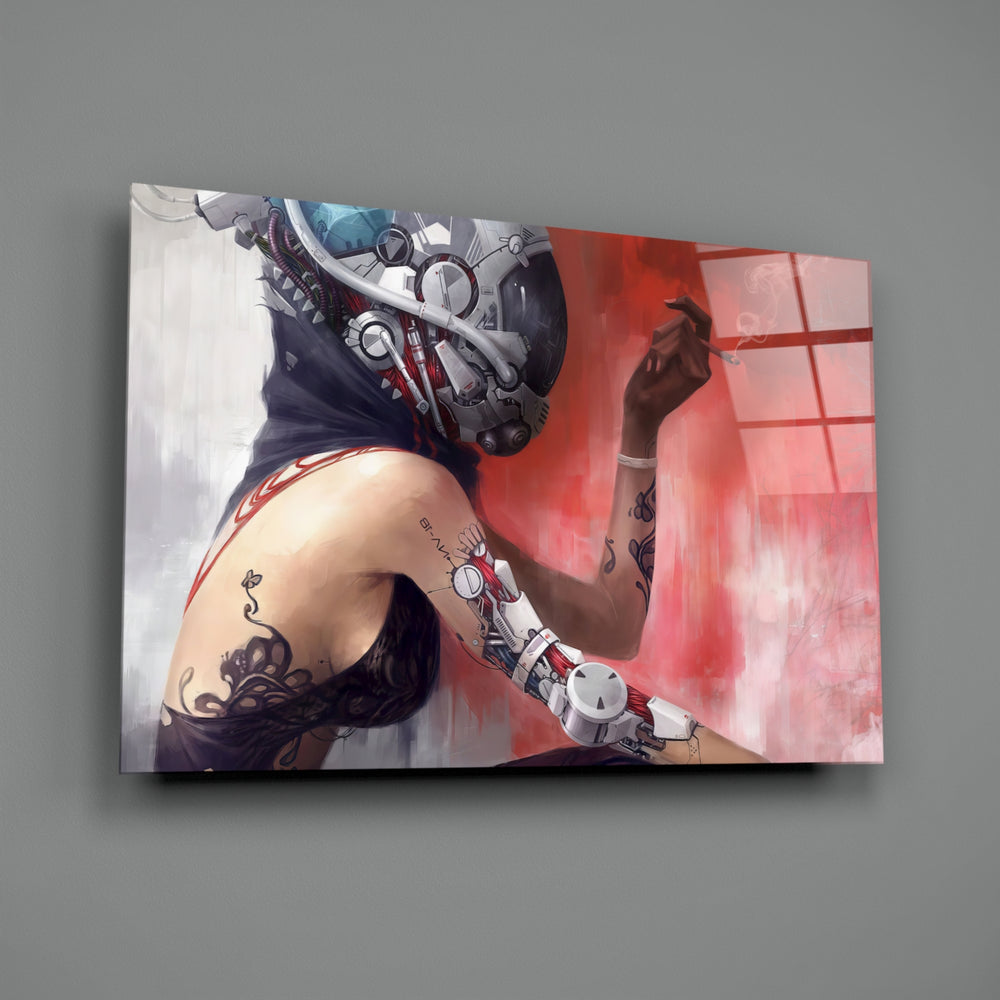 Cyberpunk tribute panel anchoring a man cave wall