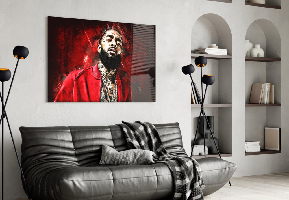 Hip-hop glass print bringing music-icon edge to a man cave