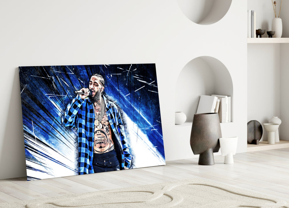 Nipsey Hussle Stage artwork styled in a teen's bedroom interior