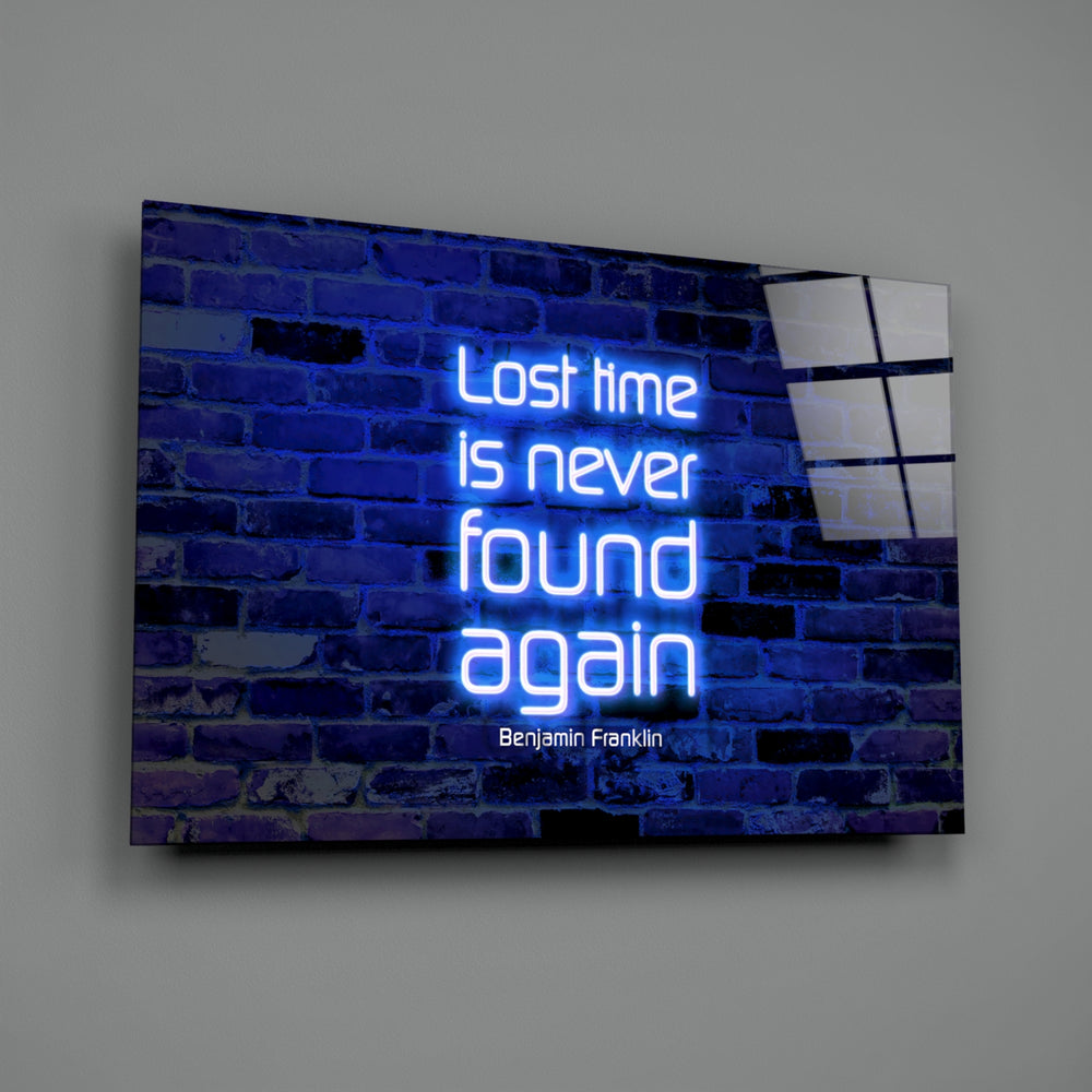Motivational neon panel anchoring a home office wall