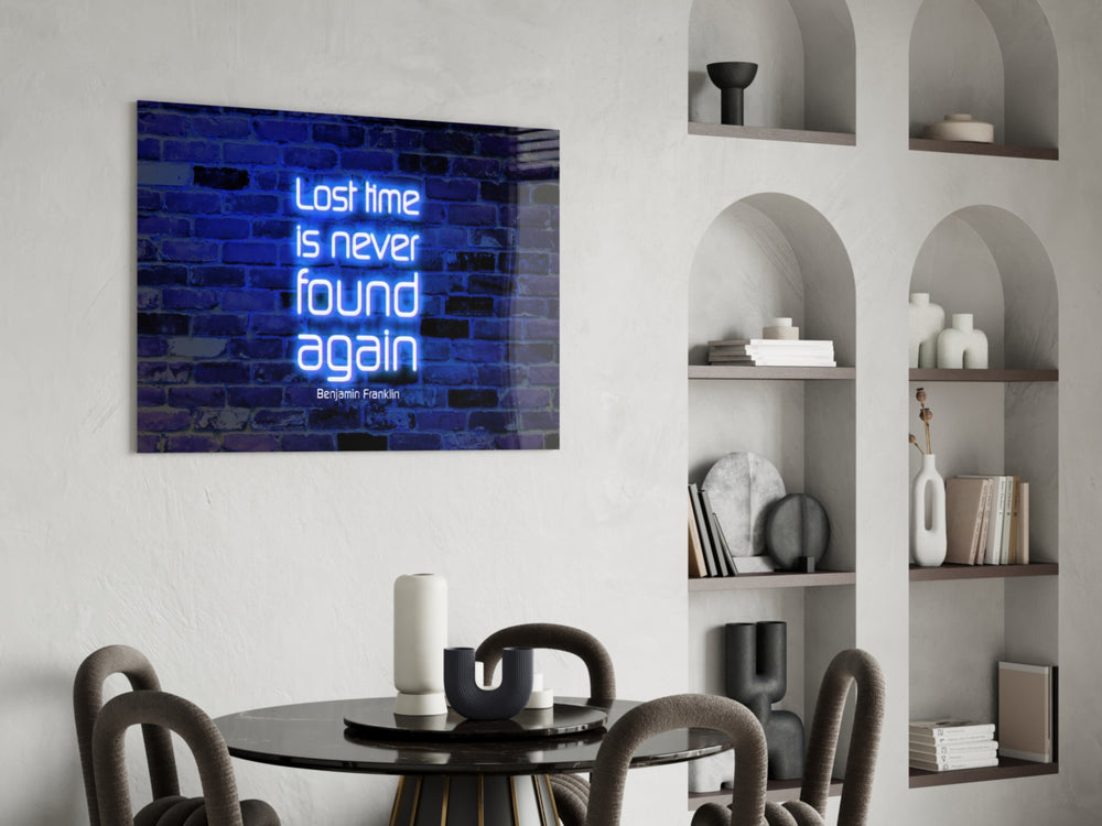 Neon glass print bringing motivational edge to a designer office