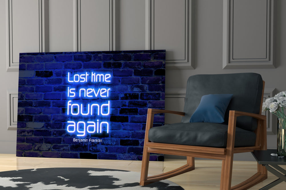 Neon yatay panel against a moody dark-painted accent wall