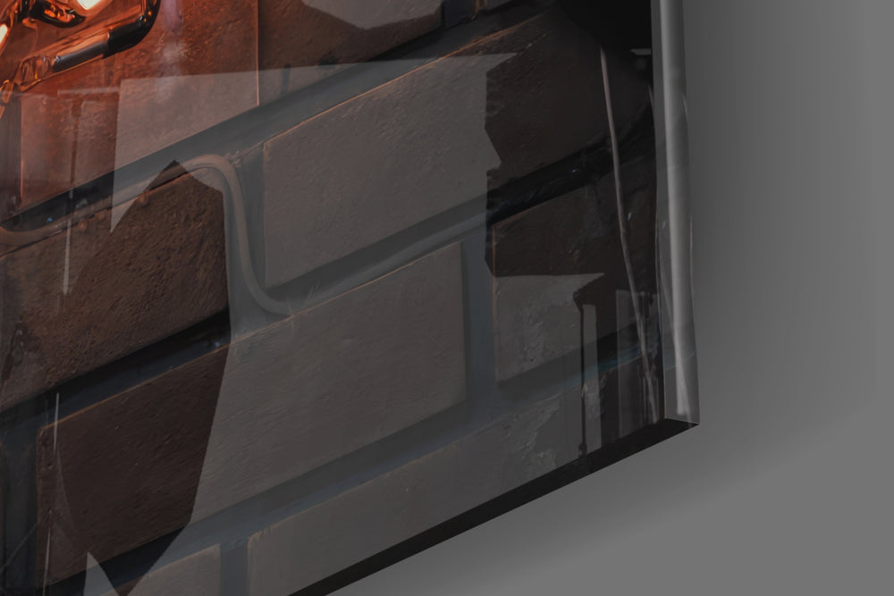 Music Neon glass wall art catching light to reveal its painted glow