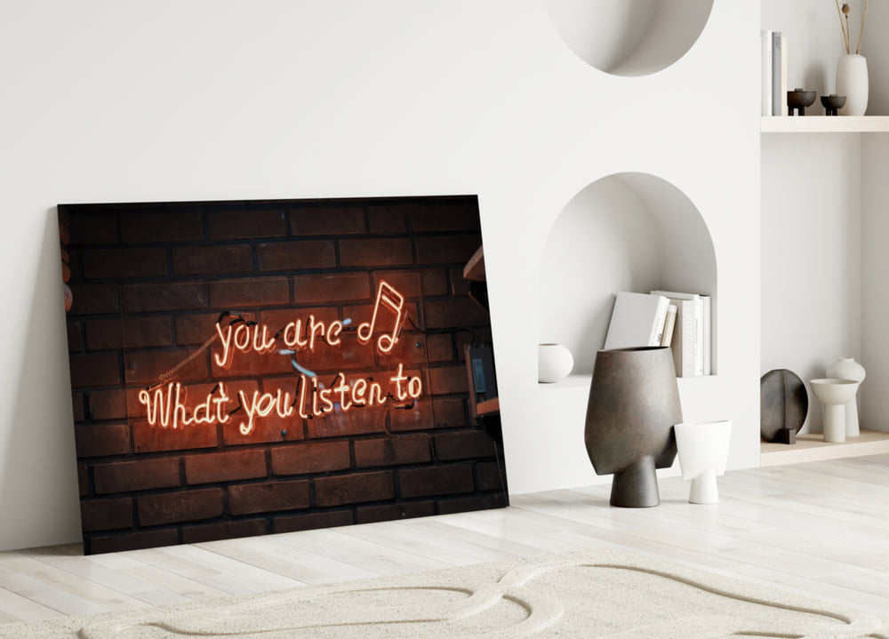 Music Neon artwork styled in a teen's bedroom interior