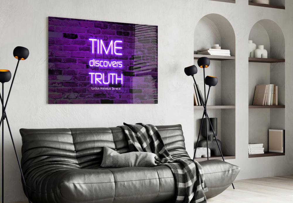 Words of Seneca artwork styled in a creative loft interior