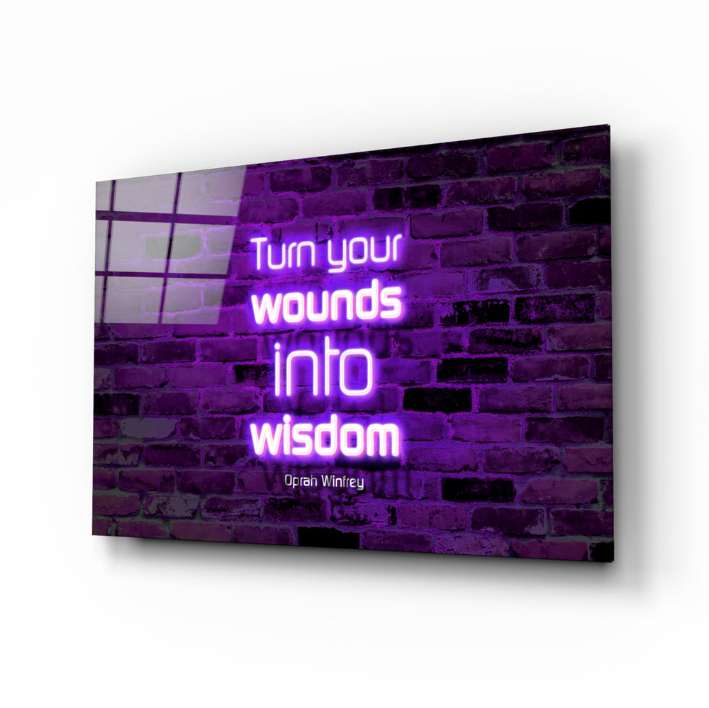 Motivational neon panel anchoring a home office wall