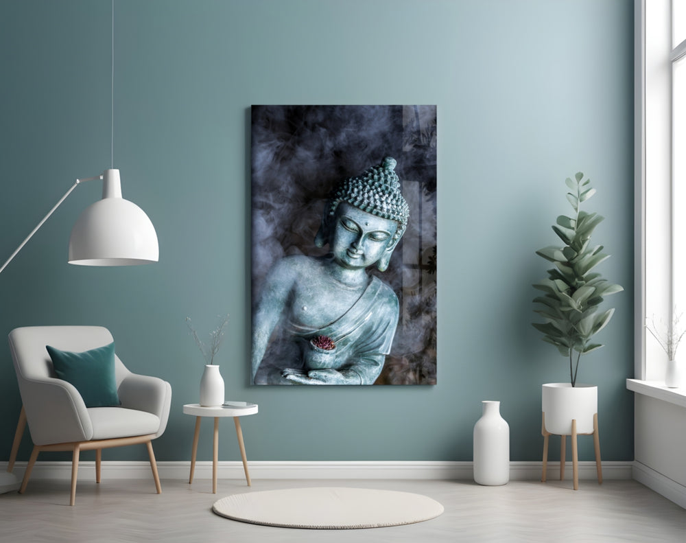 Bronze Buddha artwork styled in a creative loft interior