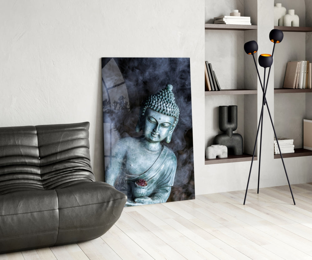 Sacred glass print bringing serenity edge to a study