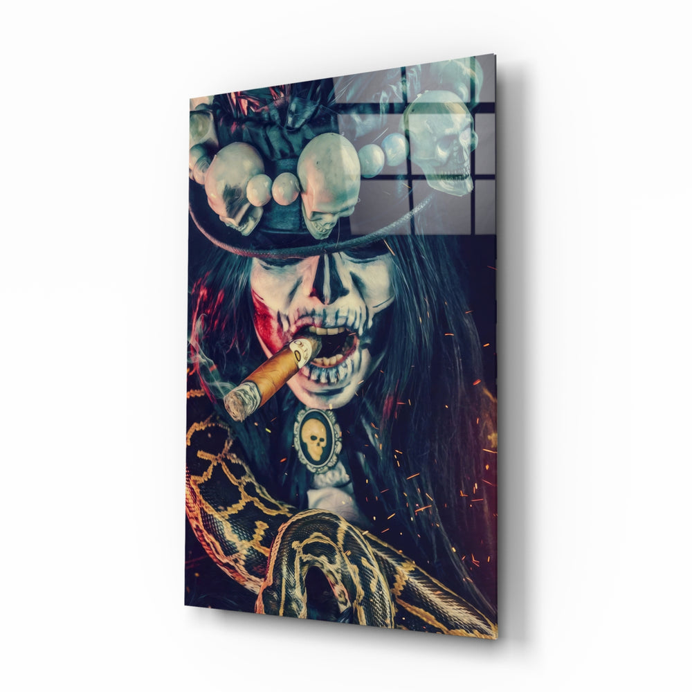 Dark-fantasy panel anchoring a creative loft wall