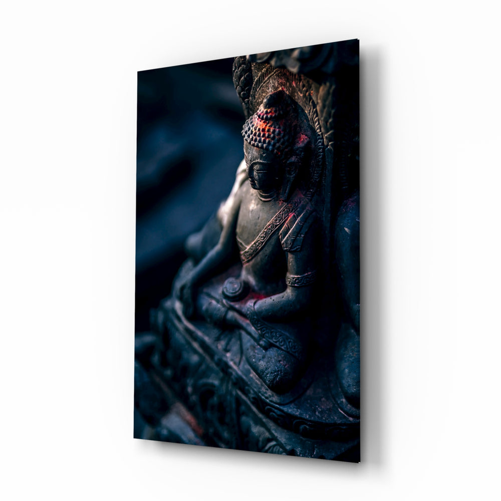Sacred art panel anchoring a yoga studio wall