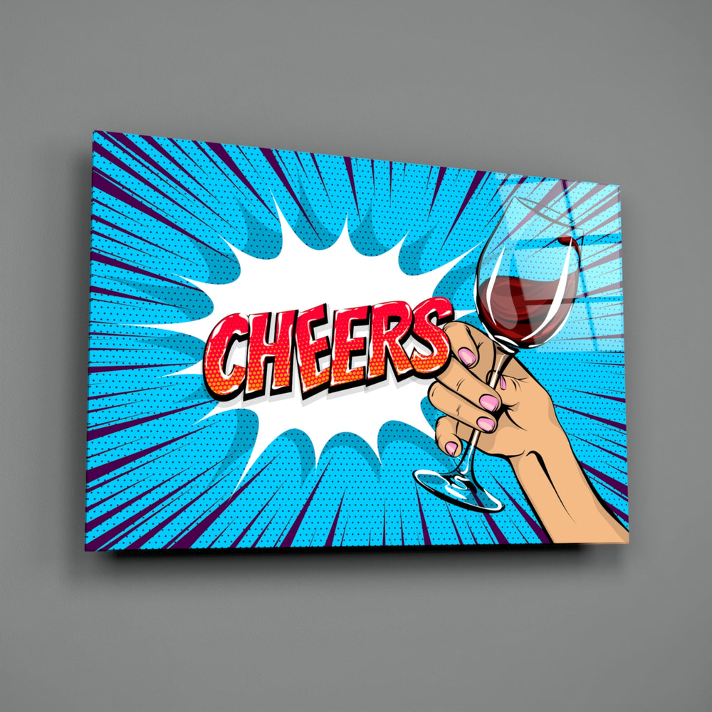 Pop-comic panel anchoring a wine cellar wall