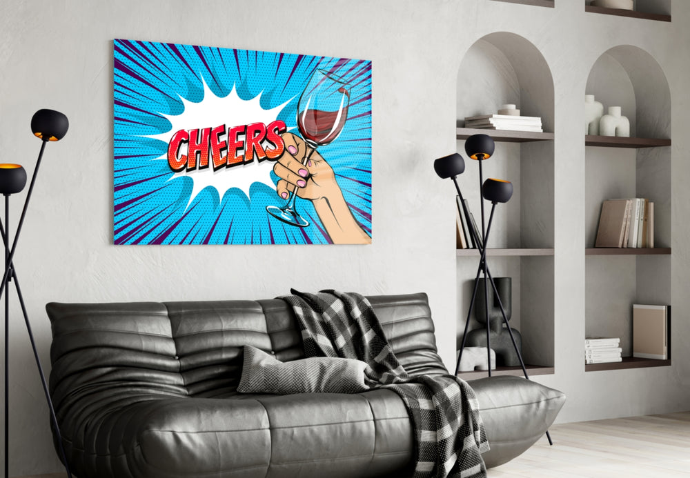 Cheers artwork styled in a creative loft kitchen