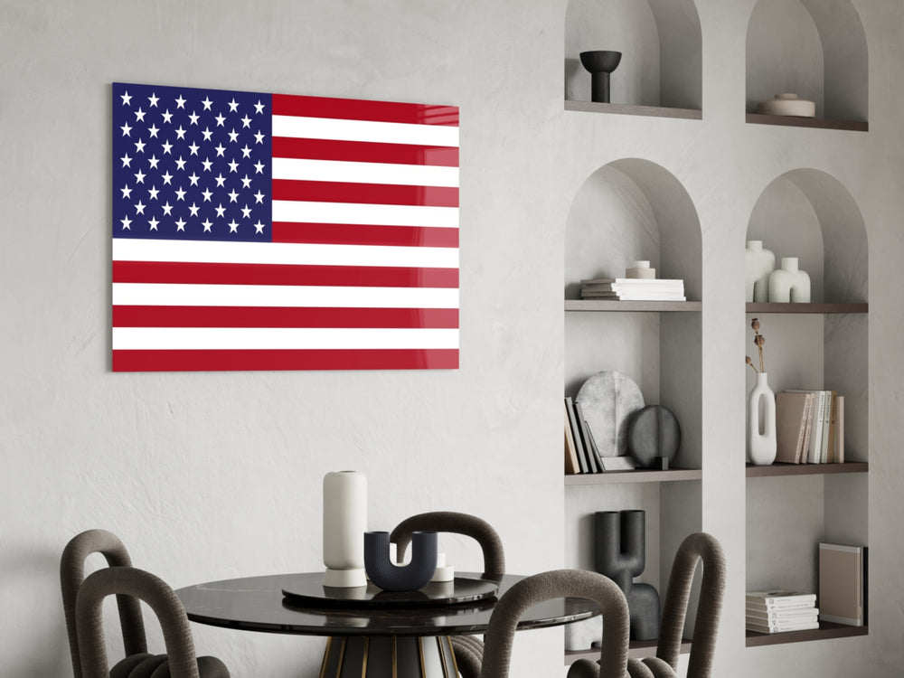 Patriotic glass print bringing American edge to a hallway