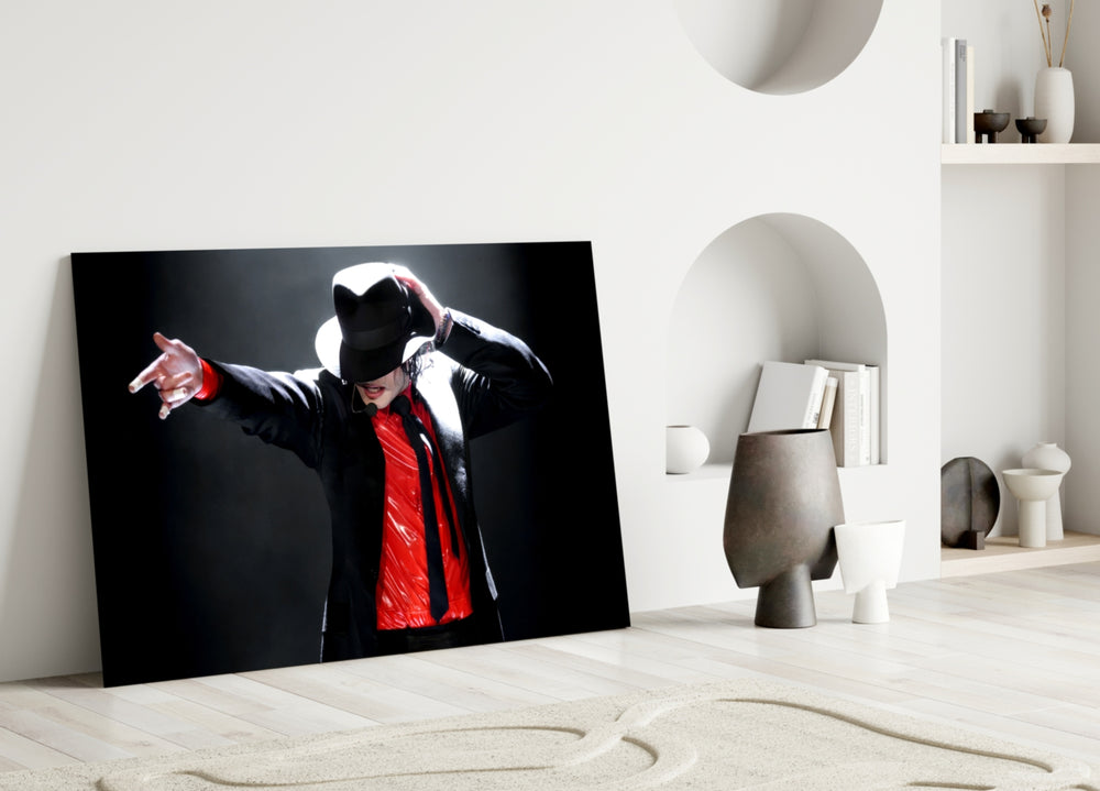 Close-up detail of Smooth Criminal pose behind glass