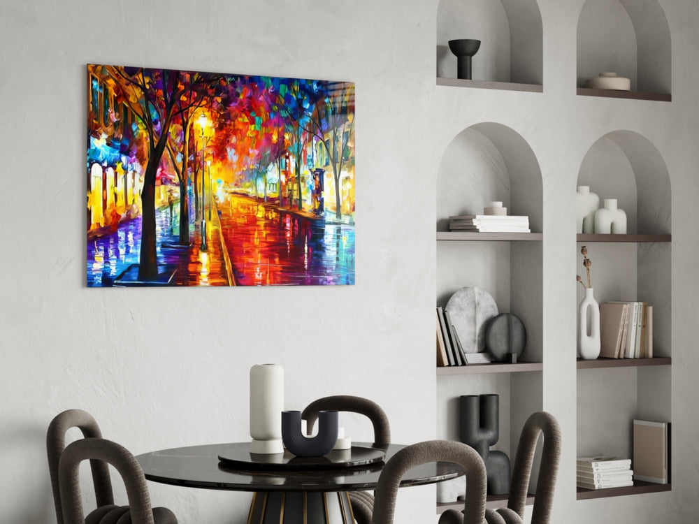 Impasto glass print bringing romantic edge to a hospitality interior