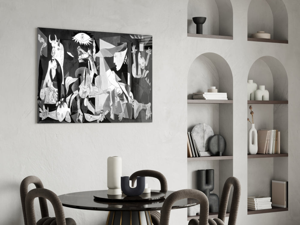 Cubist glass print bringing art-history edge to a designer office