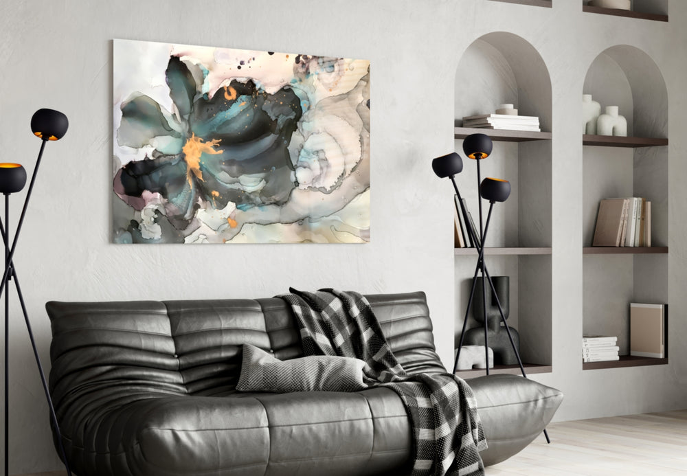 Marble Flower artwork styled in a master bedroom interior