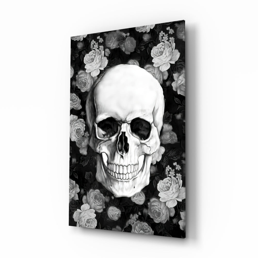 Skull glass wall art in a modern creative loft