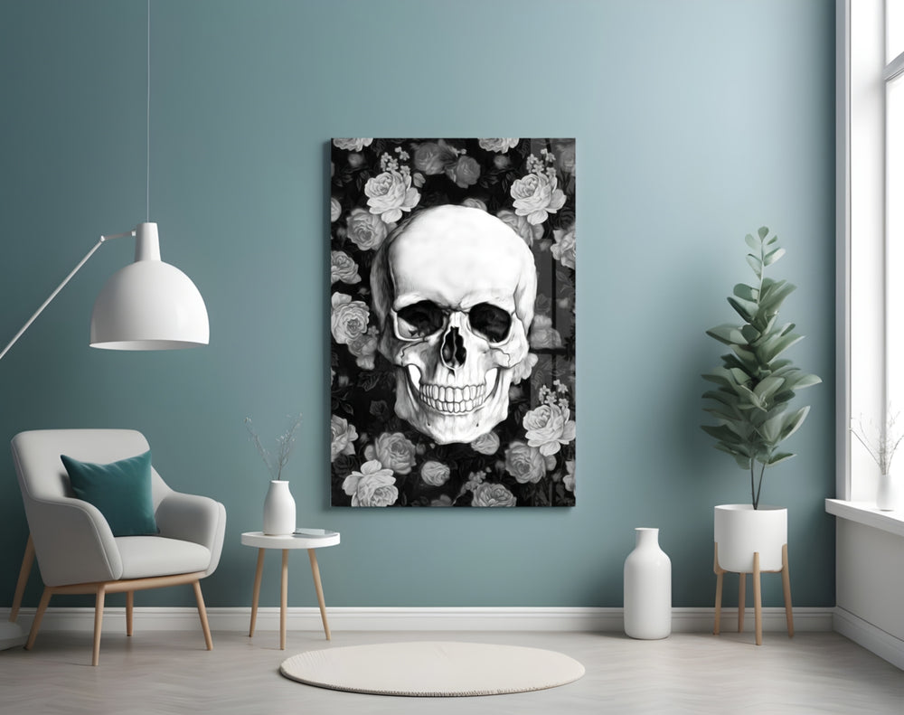 Skull artwork styled in a home cinema interior