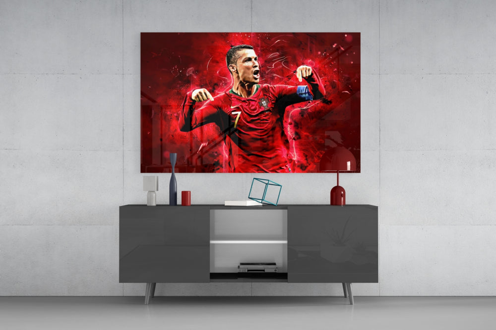 Football Superstar Glass Wall Art