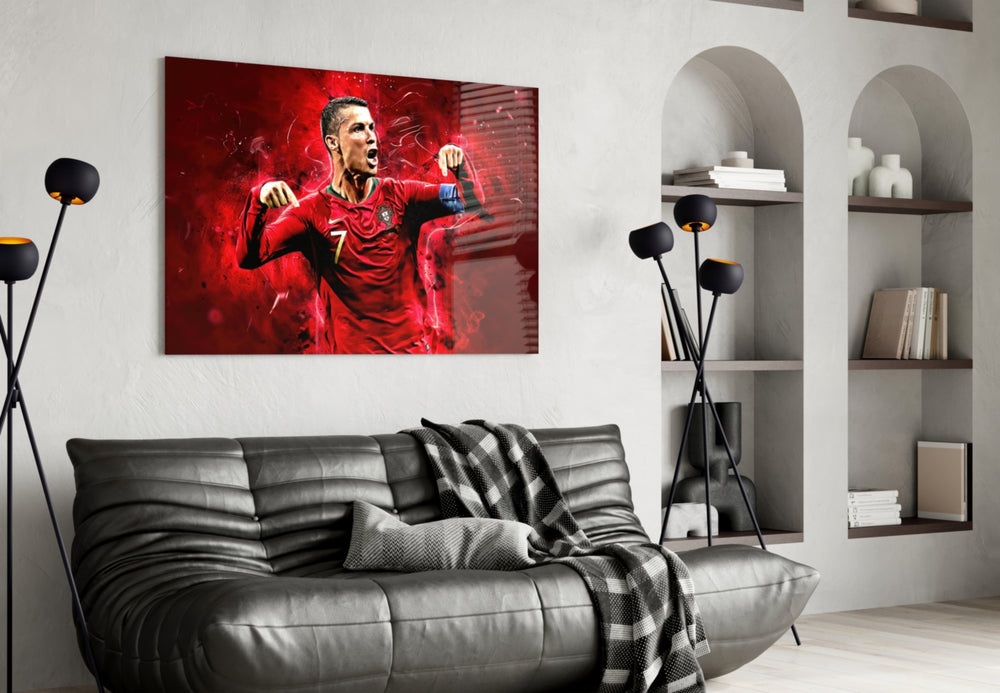 Football Superstar Glass Wall Art