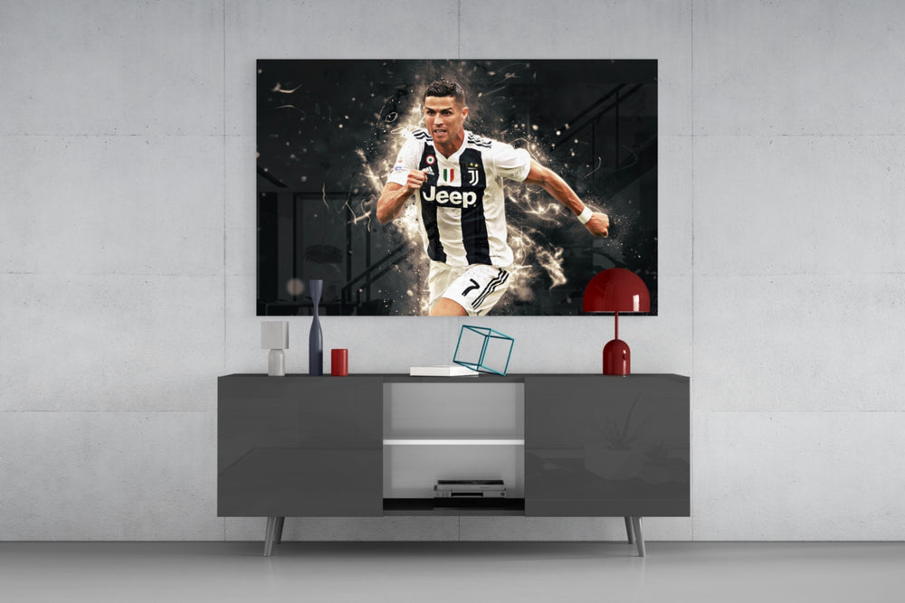 Football Superstar Glass Wall Art