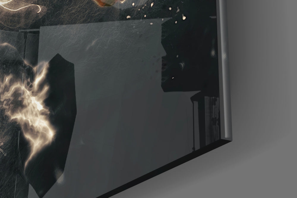 Cinematic artwork in a gaming room interior