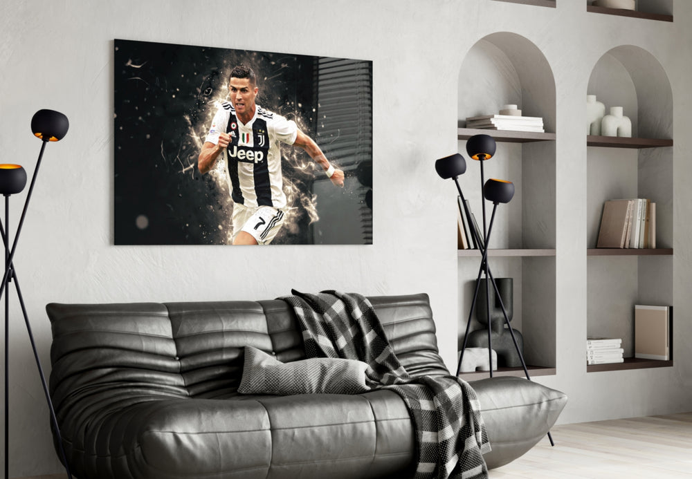 Football Superstar Glass Wall Art