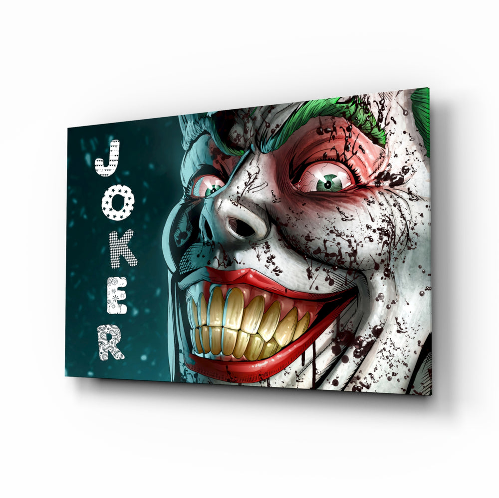 Joker glass wall art in a modern home cinema