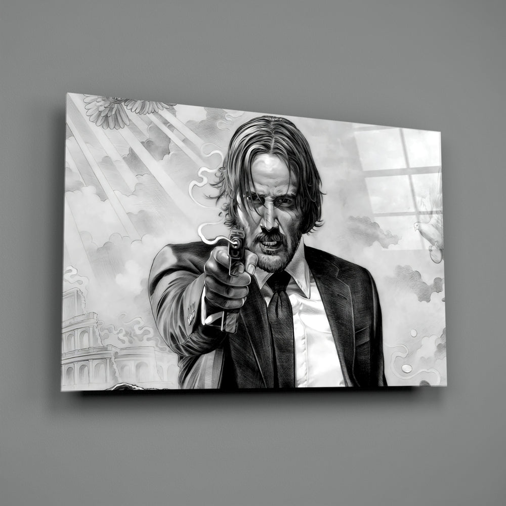 Action tribute panel anchoring a man cave wall