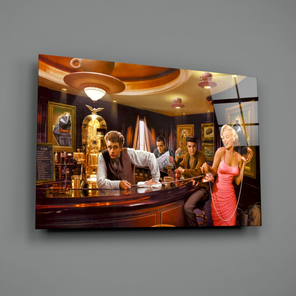 Retro tribute panel anchoring a creative loft wall