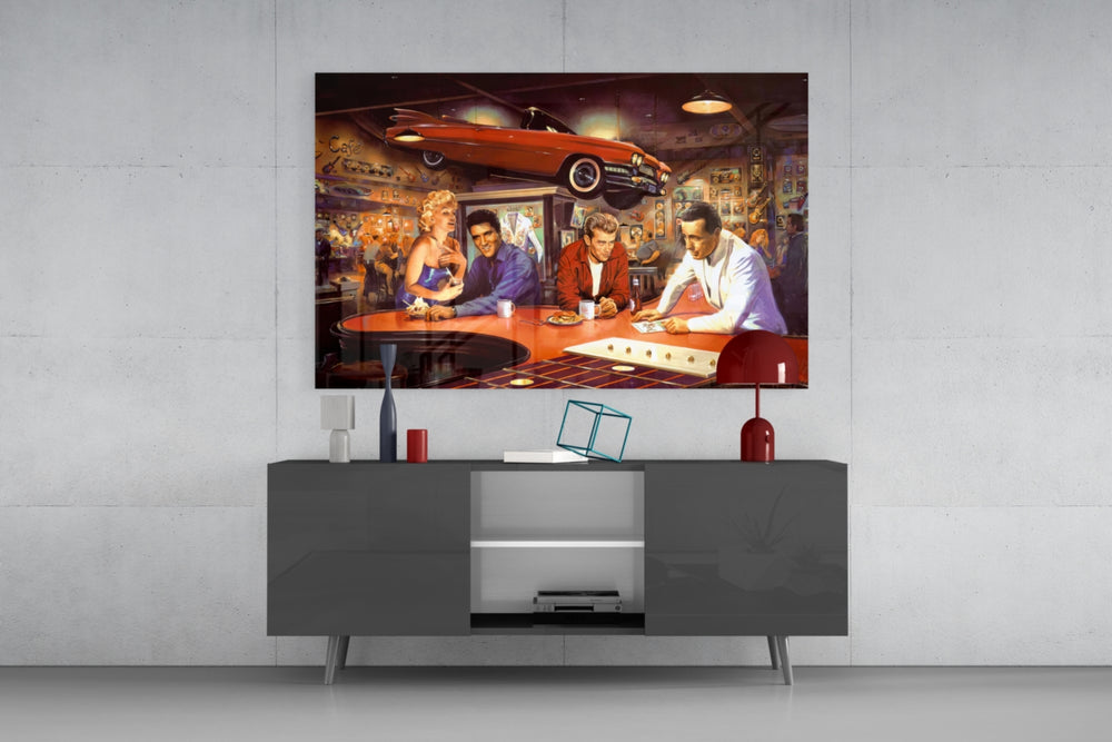 Retro Screen Icons Glass Wall Art