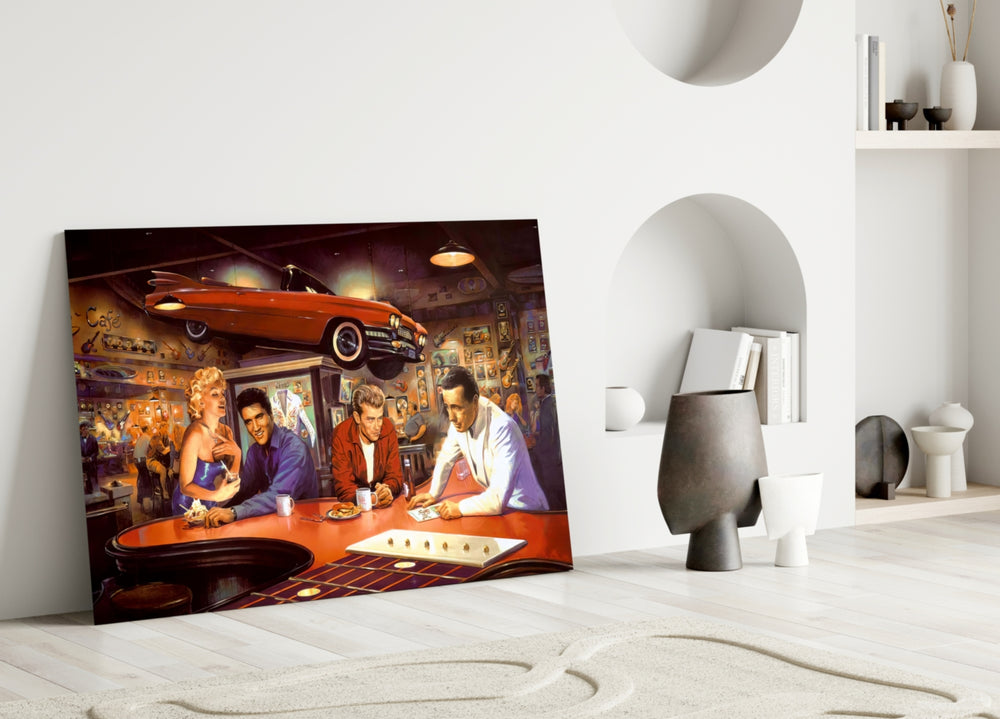 Retro Screen Icons Glass Wall Art