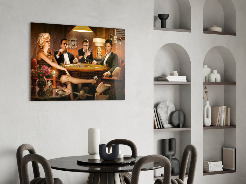 Retro glass print bringing poker edge to a designer office