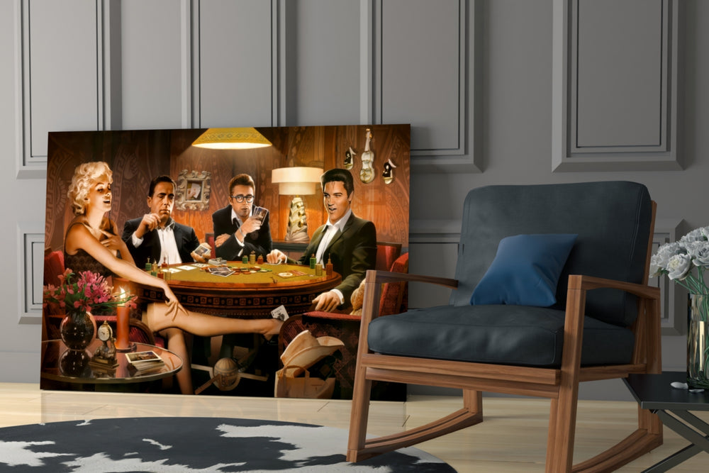 Retro yatay panel against a moody dark-painted accent wall
