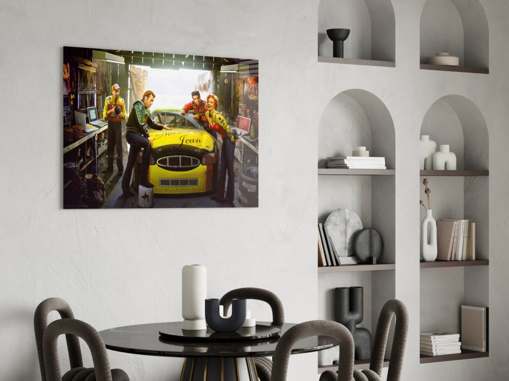 Retro glass print bringing motorsport edge to a man cave