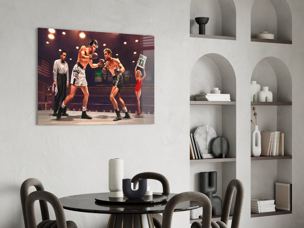 Retro glass print bringing boxing edge to a man cave