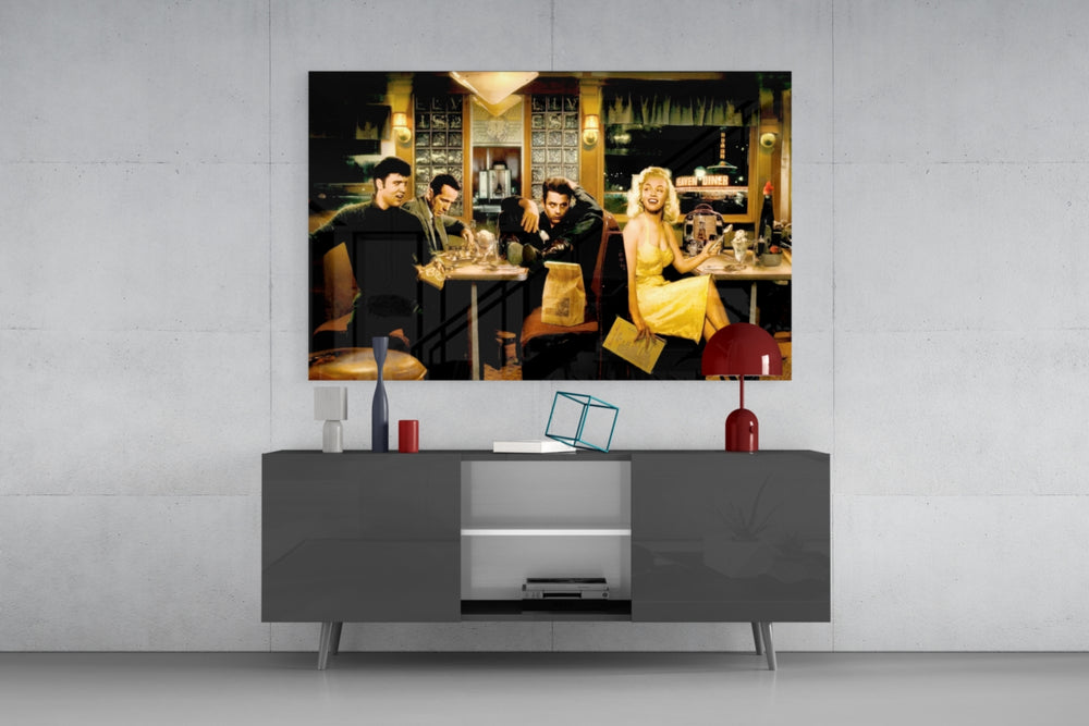 Retro Screen Icons Glass Wall Art