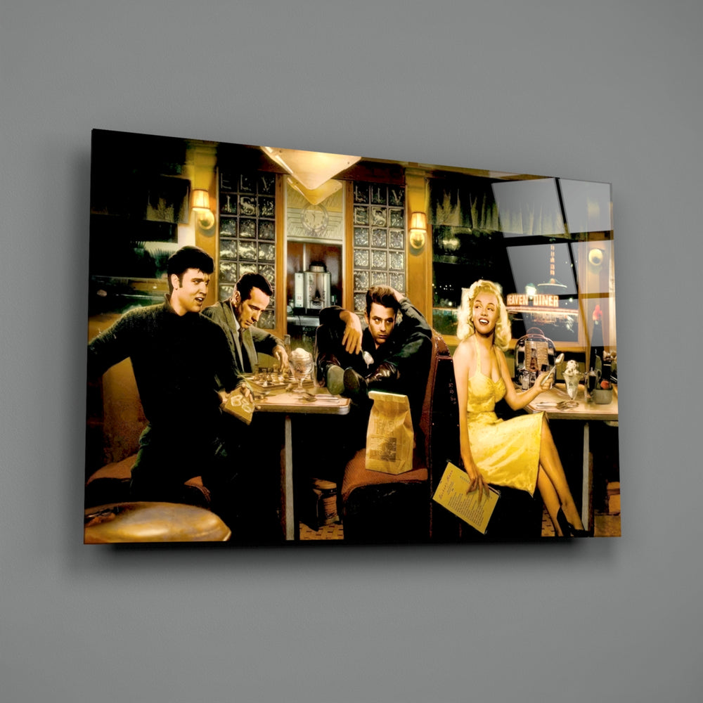 Retro tribute panel anchoring a creative loft wall