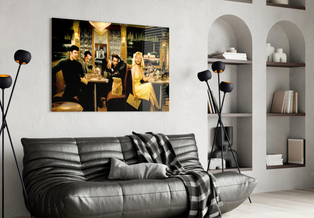 Retro Screen Icons Glass Wall Art