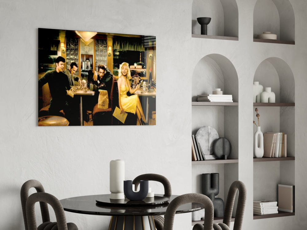 Retro glass print bringing diner edge to a designer office