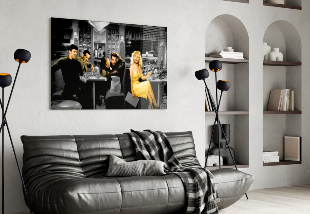 Retro Icons at the Cafe Glass Wall Art