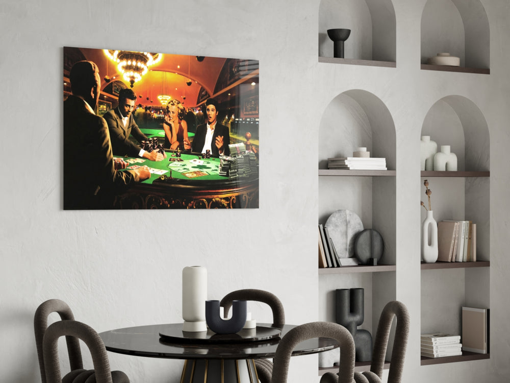 Retro glass print bringing casino edge to a designer office