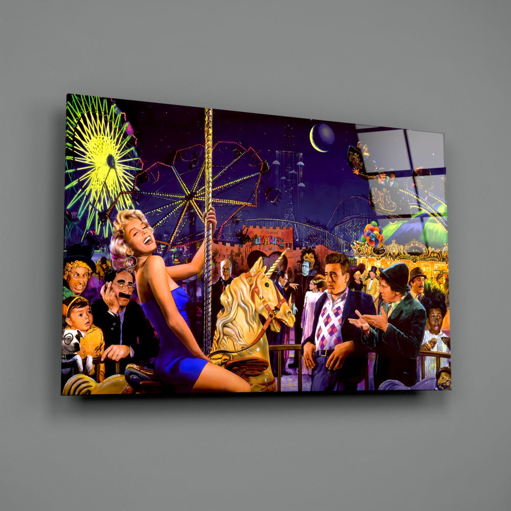 Retro tribute panel anchoring a creative loft wall